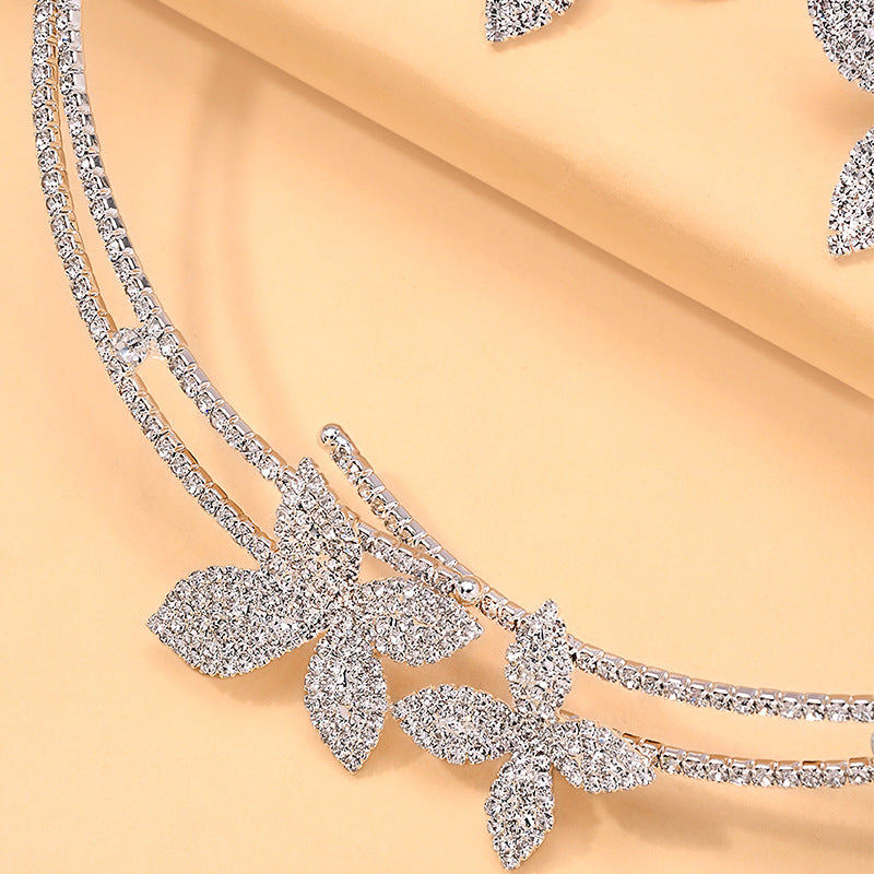 Women's Flower High-grade Light Luxury Rhinestone Collar Jewelry Set
