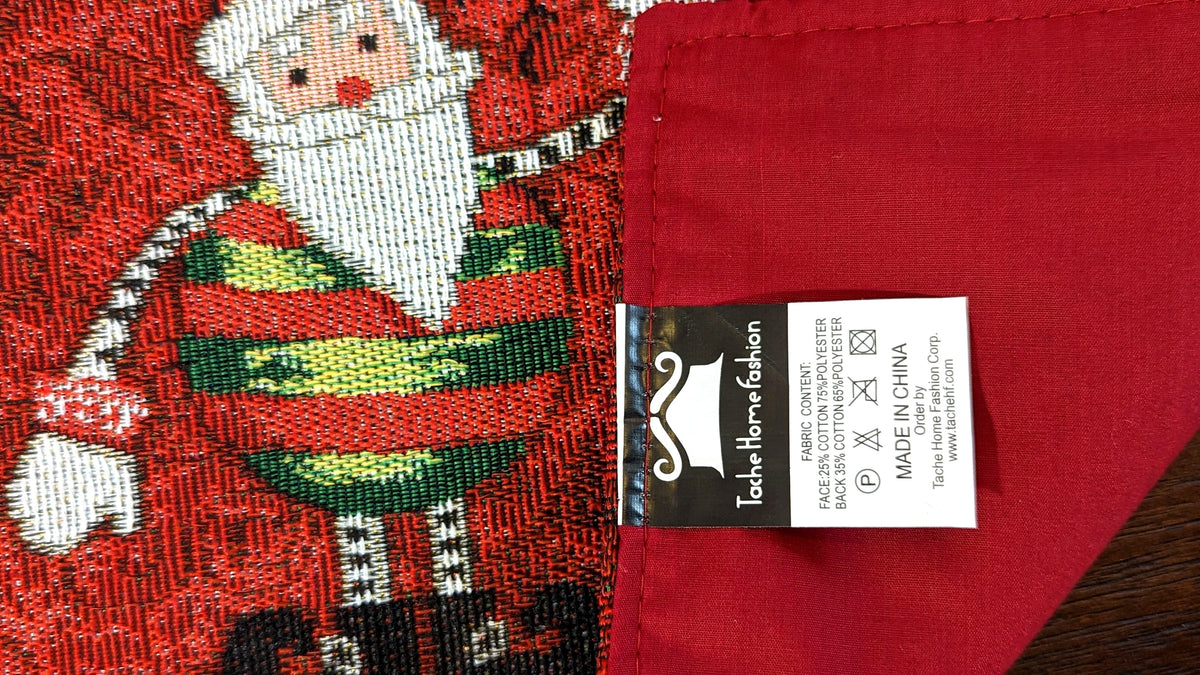 Tache Here Comes Santa Claus Vintage Holiday Woven Tapestry Red Christmas Placemat Set of 4 (8577PM)