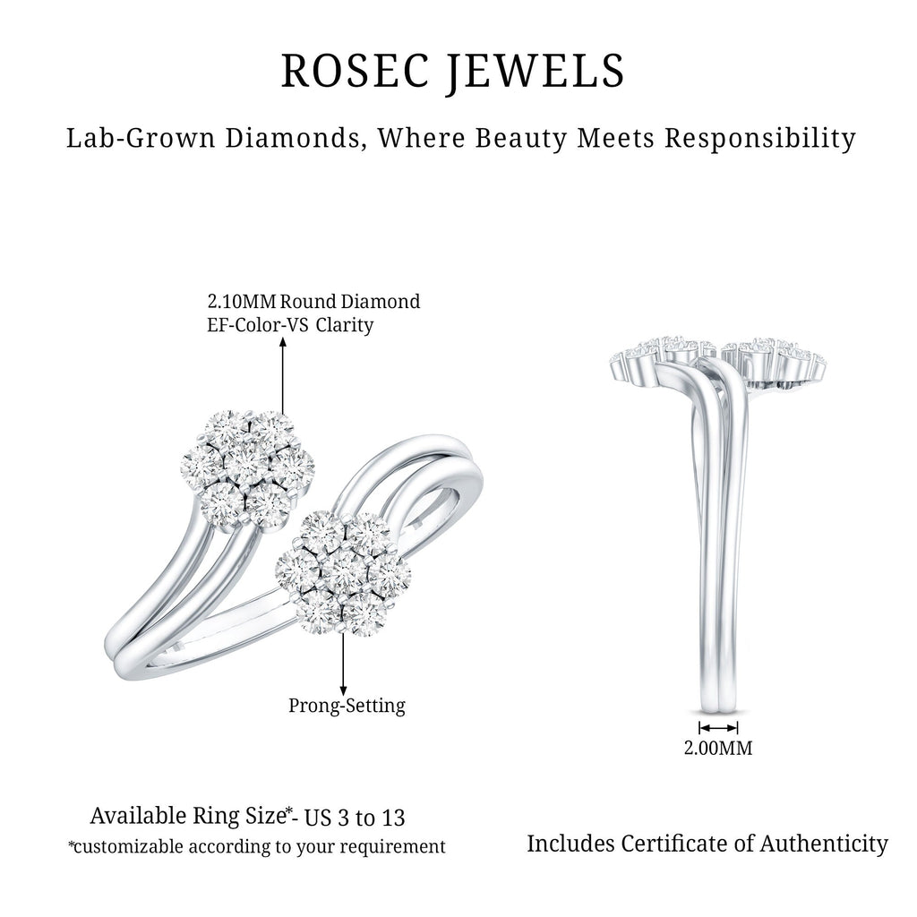Certified Lab Grown Diamond Flower Wrap Engagement Ring