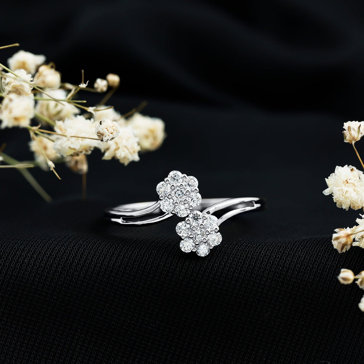 Certified Lab Grown Diamond Flower Wrap Engagement Ring