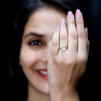 Certified Lab Grown Diamond Flower Wrap Engagement Ring