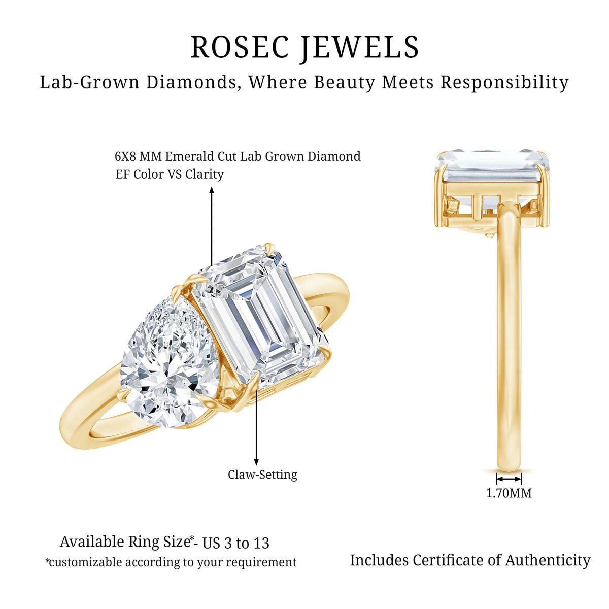 Lab Created Diamond Moi Et Toi Engagement Ring for Women