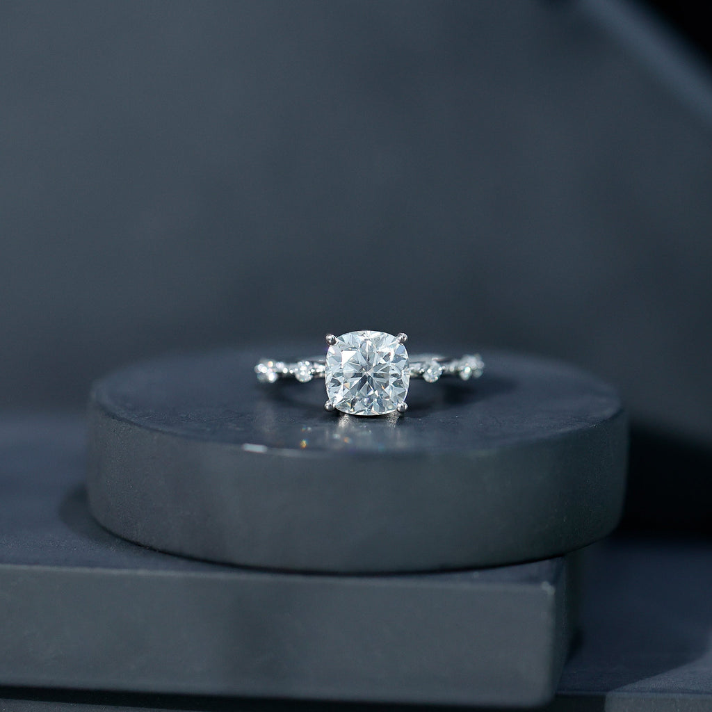 Cushion Cut 2 Carat Lab Grown Diamond Solitaire Engagement Ring with IGI Certificate