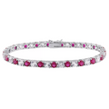 6.00 CTW Lab-Created Ruby & White Sapphire Tennis Bracelet in 14K Gold Overlay – 7.25”