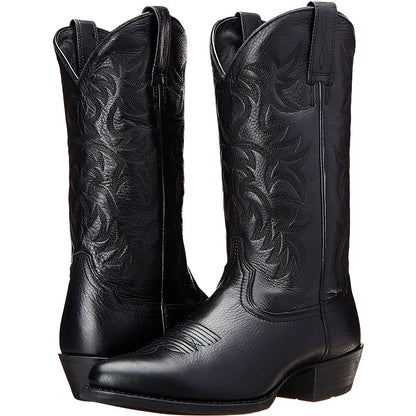Handmade Cowboy Boots Embroidery Western Boots Pointed-toe Mid-calf Riding Boots