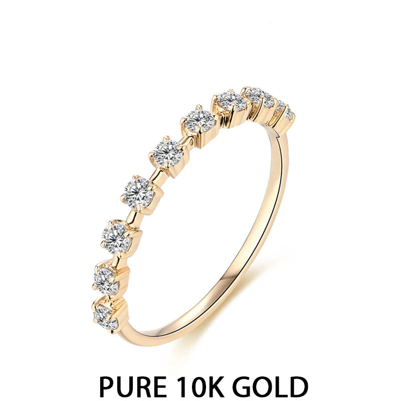 MINTYBOX 925 Sliver D Color VVS1 Moissanite 10K 14K Yellow Gold Plated Engagement Wedding Band Moissanite Diamond Ring for Women