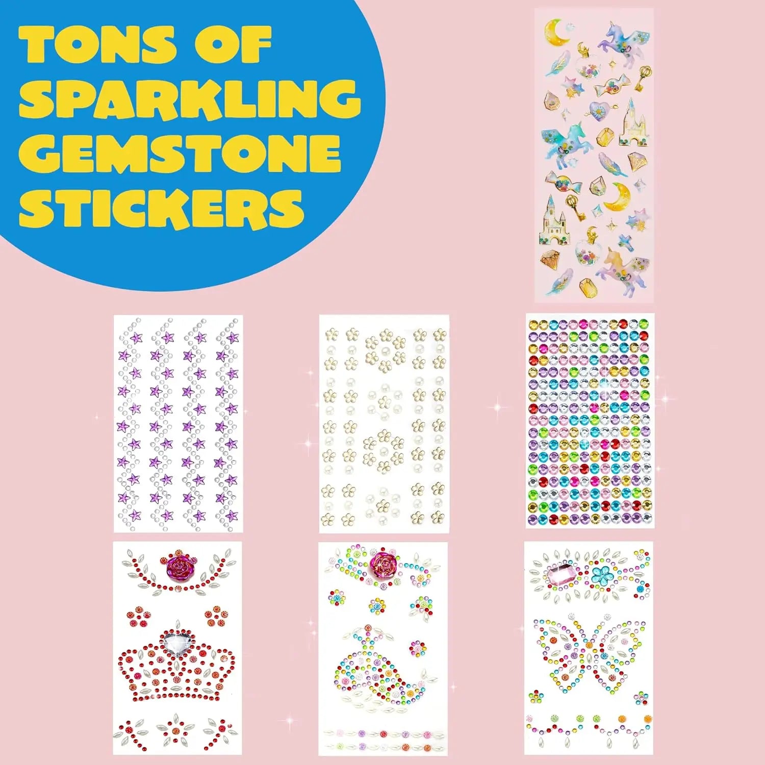 JOYFY DecorateYour Own Baseball Cap with 7 Sheets Gems Stickers Art & Crafts Kit Fun Creative DIY Toys for Kids Girls