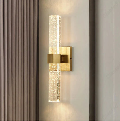 New LED Wrought Iron Crystal Wall Lamp Modern Minimalist Living Room Dining Room Bedroom Bedside Decorative Atmosphere Lighting