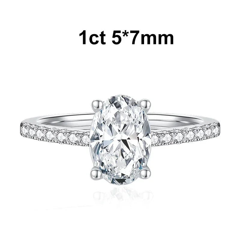 NeeTim 1ct 2ct Oval Cut Moissanite Ring for Women 925 Sterling Silver with Gold Plated Lab Diamond Rings Bands Fine Jewelry Gift