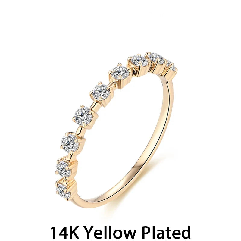 MINTYBOX 925 Sliver D Color VVS1 Moissanite 10K 14K Yellow Gold Plated Engagement Wedding Band Moissanite Diamond Ring for Women
