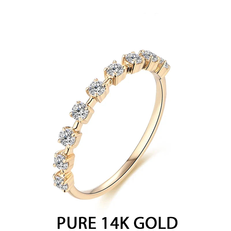 MINTYBOX 925 Sliver D Color VVS1 Moissanite 10K 14K Yellow Gold Plated Engagement Wedding Band Moissanite Diamond Ring for Women