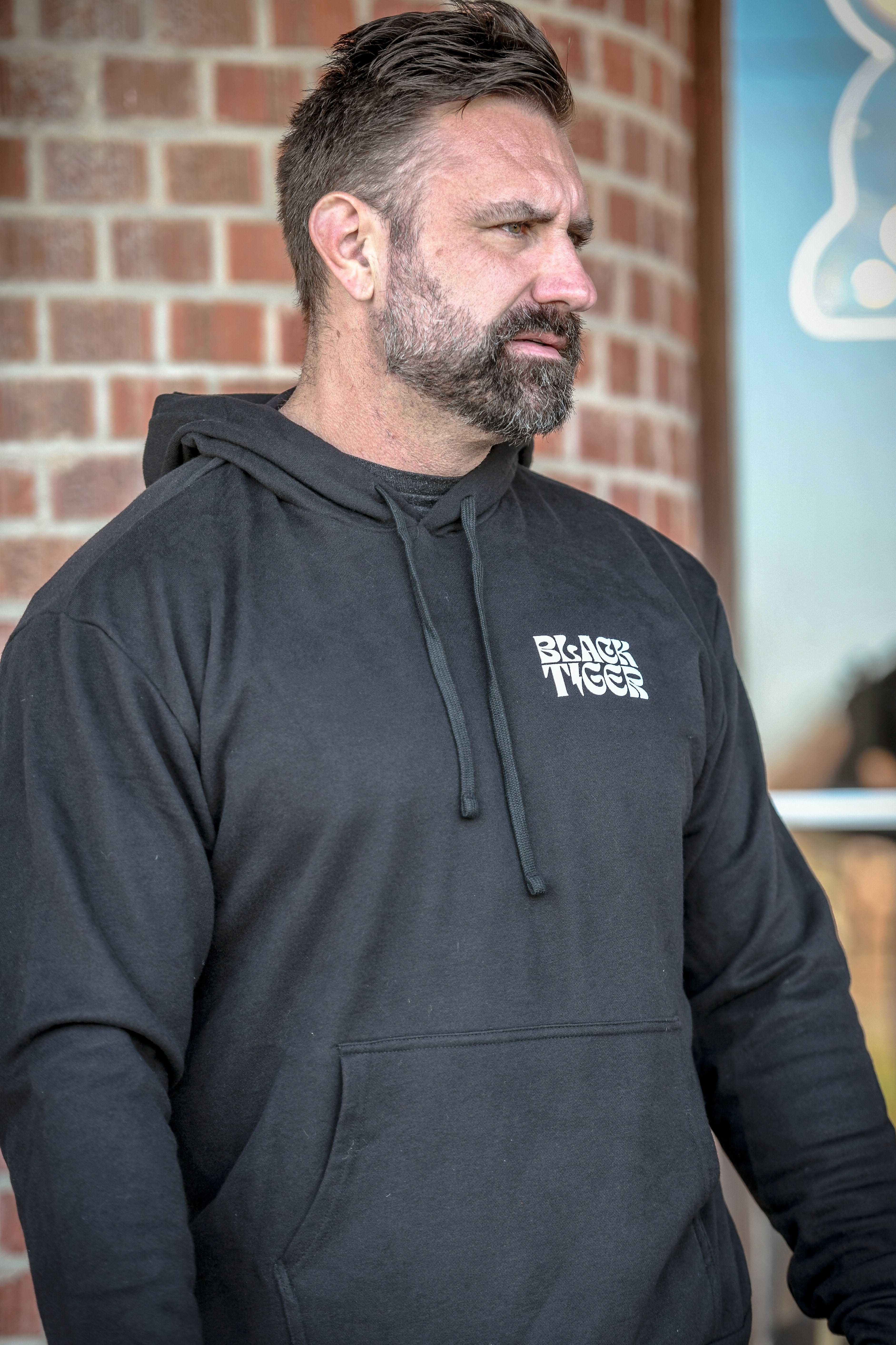 Attack Tiger Logo Hoodie Black