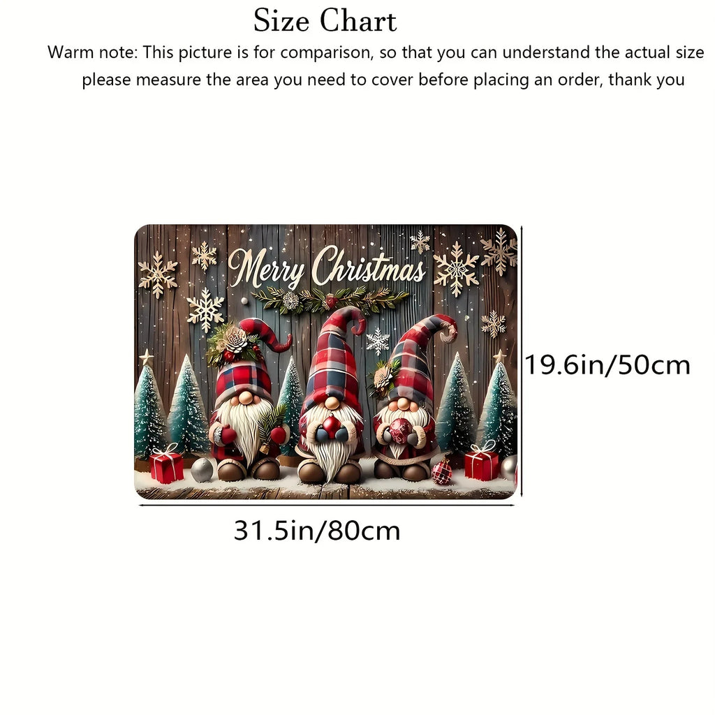 VIKAMA Christmas Carpet Three Santa Claus Doormat Entrance Welcome Mat Outdoor Carpet Rug For Bedroom Living Room Home Decoratio