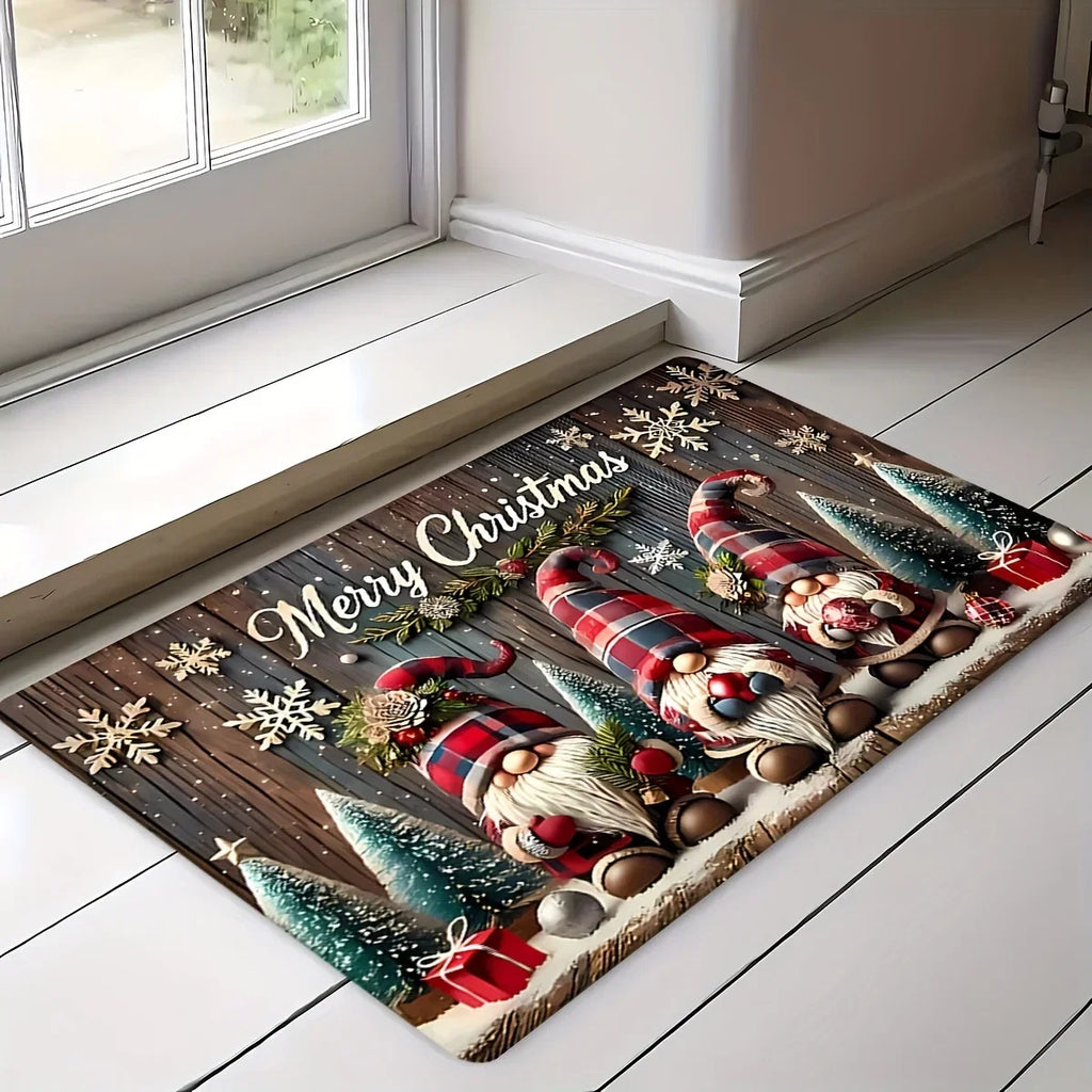 VIKAMA Christmas Carpet Three Santa Claus Doormat Entrance Welcome Mat Outdoor Carpet Rug For Bedroom Living Room Home Decoratio