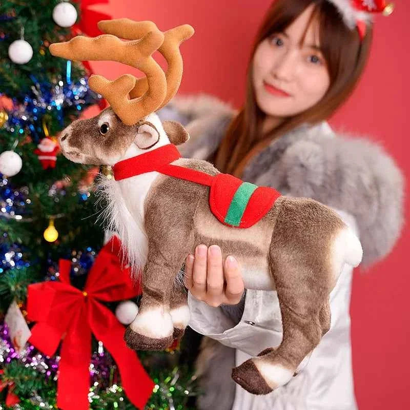 Simulation Christmas Reindeer Plush Toy (13.8/16.5 in) - Soft Elk Xmas Decor Gift
