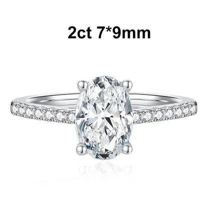 NeeTim 1ct 2ct Oval Cut Moissanite Ring for Women 925 Sterling Silver with Gold Plated Lab Diamond Rings Bands Fine Jewelry Gift