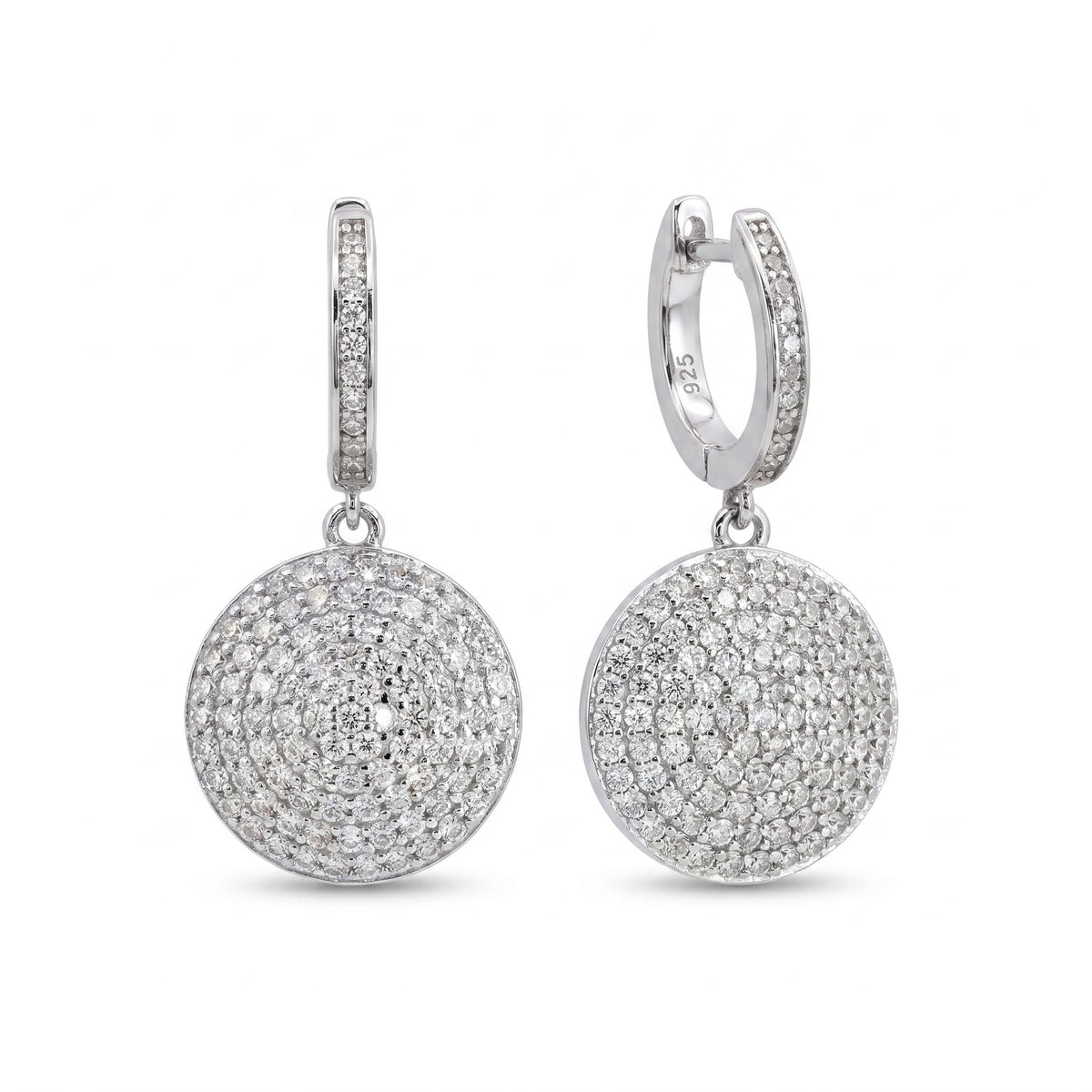 Sterling Silver Disco Ball Earrings | CZ Huggie Hoop Earrings