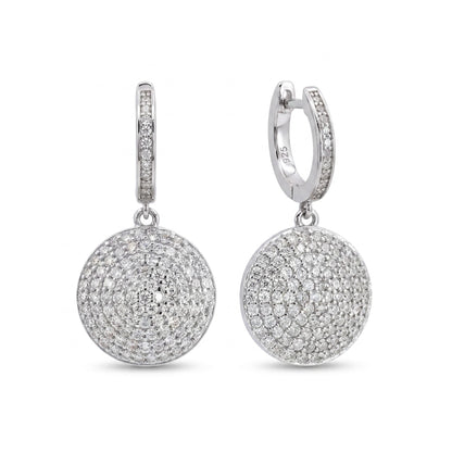Sterling Silver Disco Ball Earrings | CZ Huggie Hoop Earrings