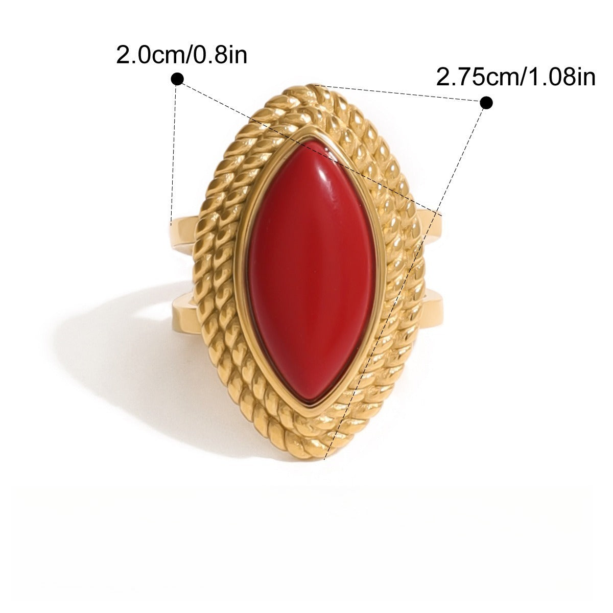 18K Gold Red Agate Ring