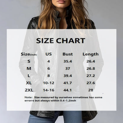Vintage Style PU Jacket — Mid-Length Open Cardigan Leather Coat with Pockets