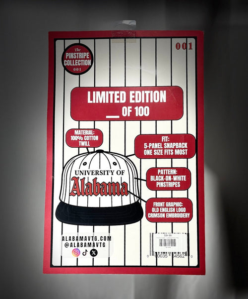Alabama Old English Snapback Hat - Pinstripe Collection (Vol. 1)