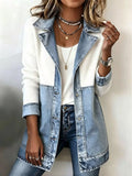 Block Denim and Knit Patchwork Casual Jacket
