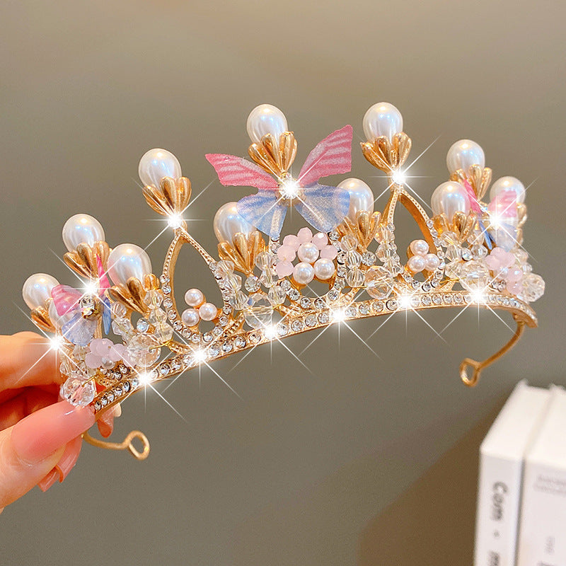Sweet Fashion Jewelry Hair Accessories Multicolor Pearl Crown Banquet Birthday Fashion Princess Headband Girl Kawaii Crown Crown Headband Headgear Headgear Crystal  Wedding Party Hair Accessories