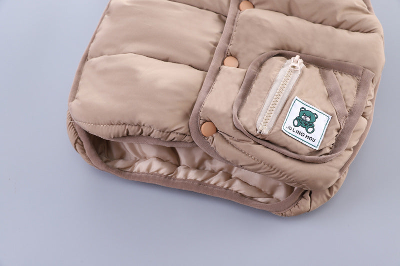 Boys' Suit Autumn Fashionable Fleece-lined Three-piece Set Baby Winter Fashionable Clothing
