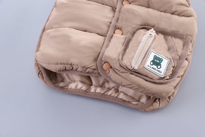 Boys' Suit Autumn Fashionable Fleece-lined Three-piece Set Baby Winter Fashionable Clothing