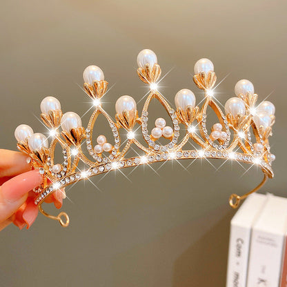 Sweet Fashion Jewelry Hair Accessories Multicolor Pearl Crown Banquet Birthday Fashion Princess Headband Girl Kawaii Crown Crown Headband Headgear Headgear Crystal  Wedding Party Hair Accessories