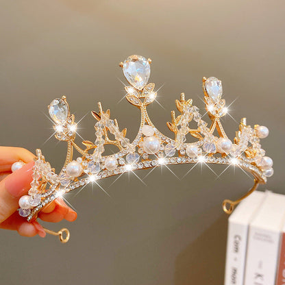 Sweet Fashion Jewelry Hair Accessories Multicolor Pearl Crown Banquet Birthday Fashion Princess Headband Girl Kawaii Crown Crown Headband Headgear Headgear Crystal  Wedding Party Hair Accessories