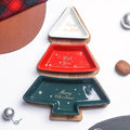 Ceramic Christmas Tree Snack Plates with Detachable Stand