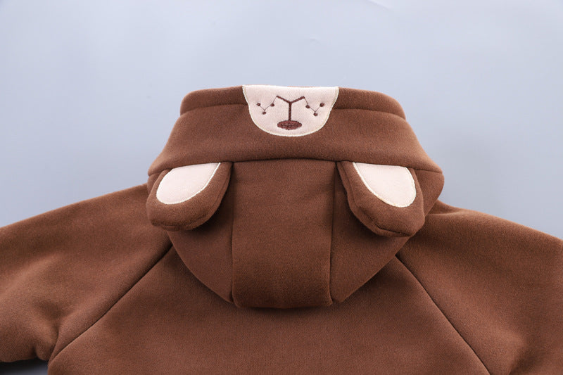 Boys' Suit Autumn Fashionable Fleece-lined Three-piece Set Baby Winter Fashionable Clothing