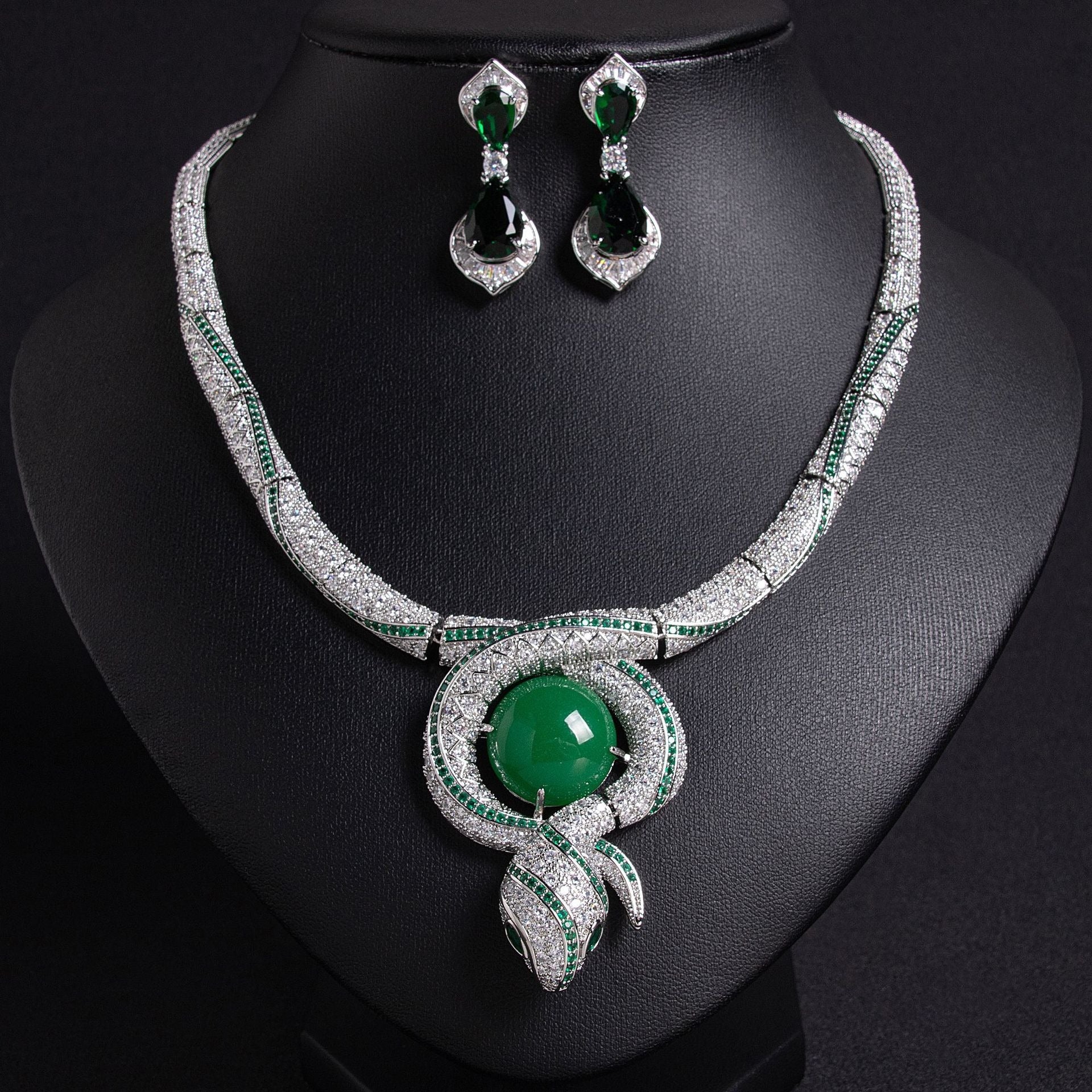 S925 Silver Snake-Themed Necklace with Diamond Accents