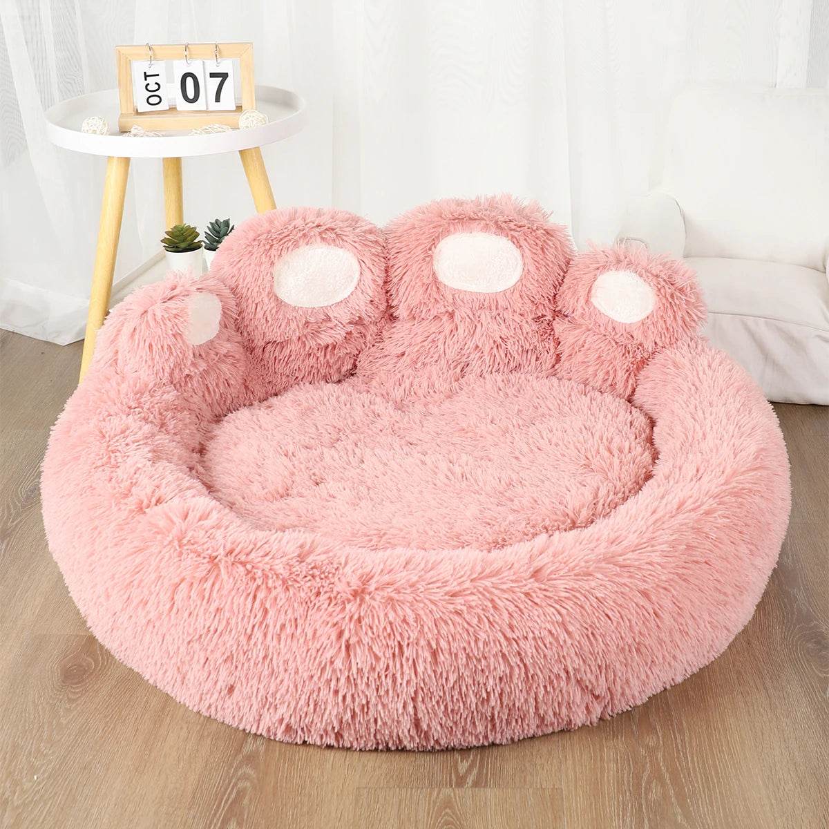 Big Paw Plush Pet Sofa Bed – Washable Dog & Cat Bed with Calming Raised Edges (Small to XL)