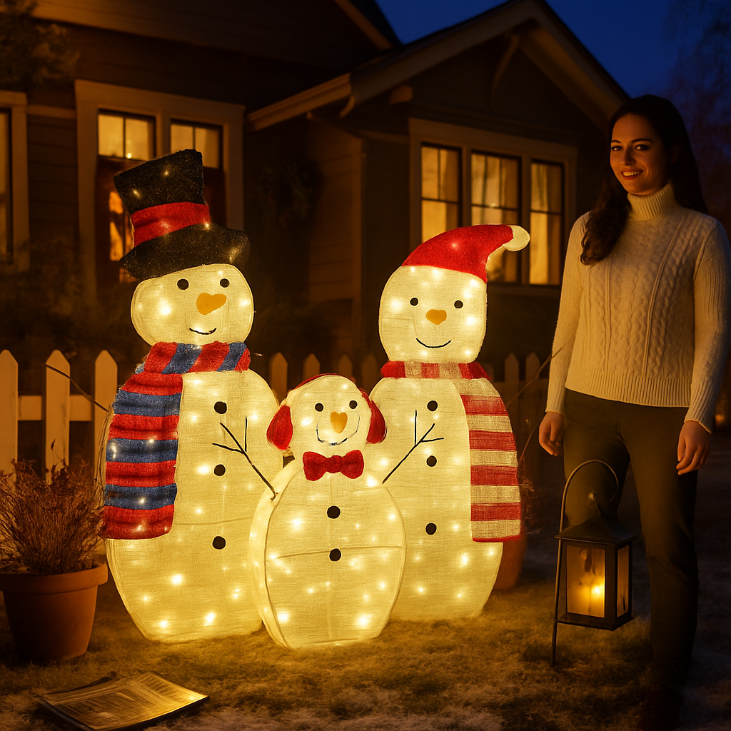 2D Christmas Snowman Yard Decoration with LED Lights