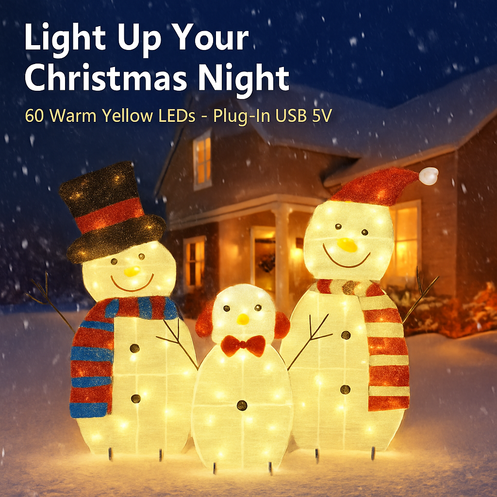 2D Christmas Snowman Yard Decoration with LED Lights