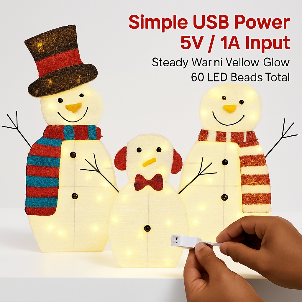 2D Christmas Snowman Yard Decoration with LED Lights
