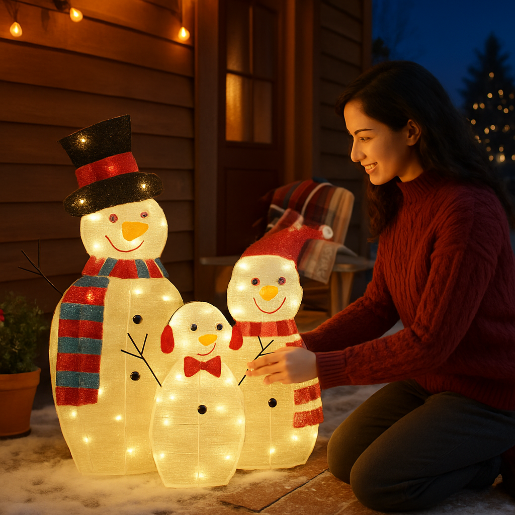 2D Christmas Snowman Yard Decoration with LED Lights