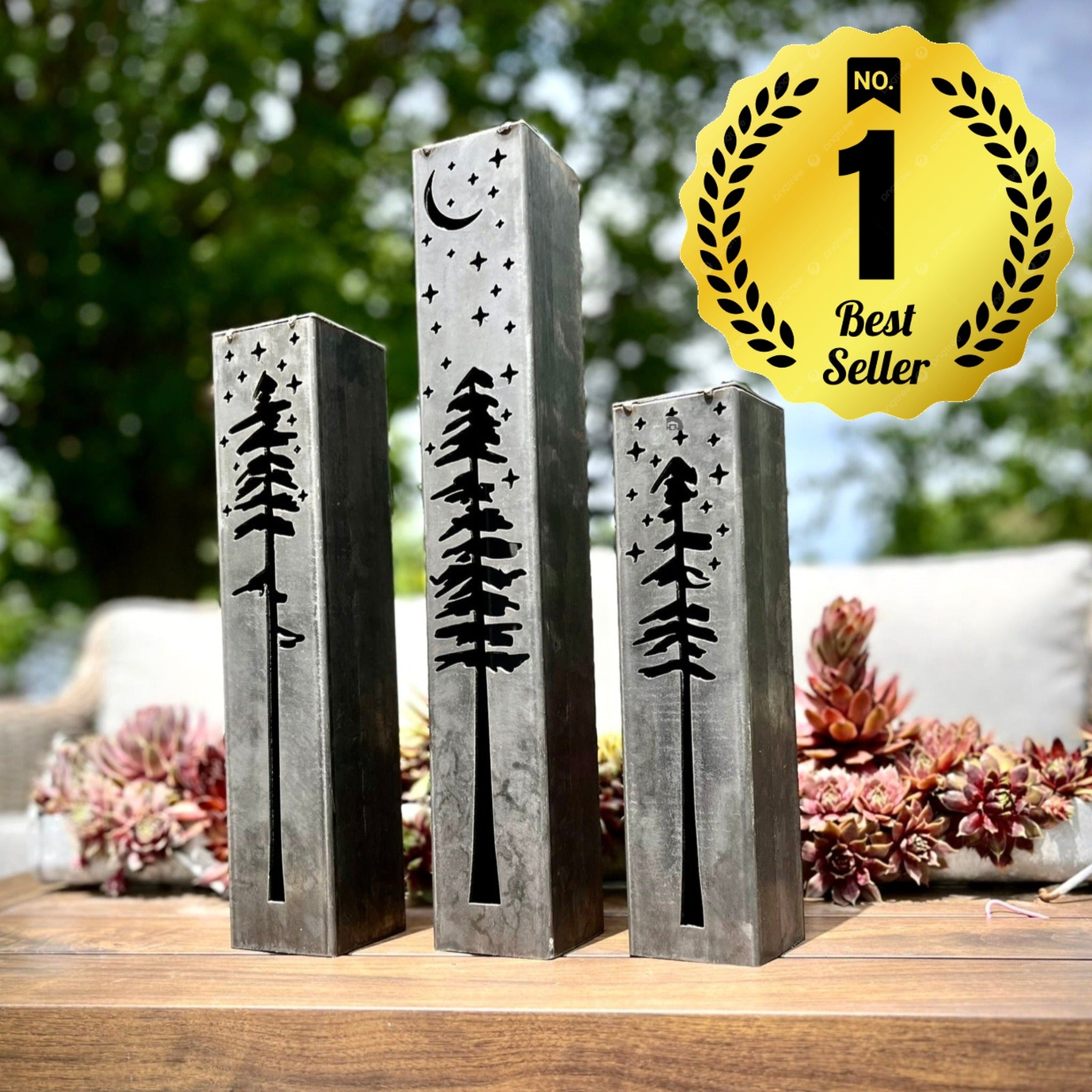 Pine Tree Night Sky Luminary Pillars w/ Solar Cap – Shop Vibe Theory