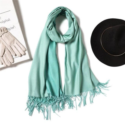 Fashion Winter Solid Soft Scarf Cashmere Lightweight Scarves Shawls Cashmere Escharpe Scarfs Lightweight Shawls Hijabs Shawls Escharpe Elegant Wrap Blanket Bandana Tassel For Lady