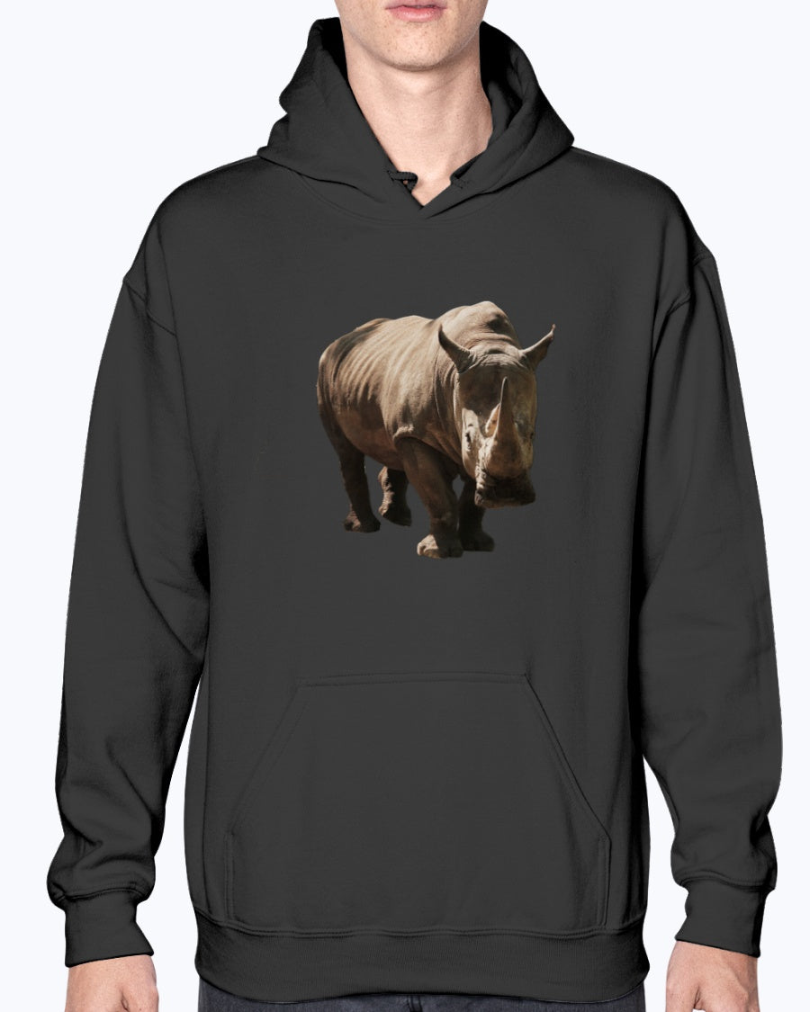 Stylish Rhino Hoodie, Moss Apparel, Cozy Animal Sweatshirt, Wildlife Apparel, Gift for Nature Lovers, Eco-Friendly Fashion Hoodie