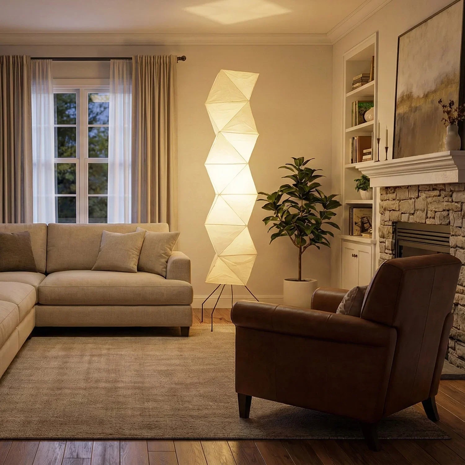 Akari Rhombus Origami UF4-L8 Floor Lamp