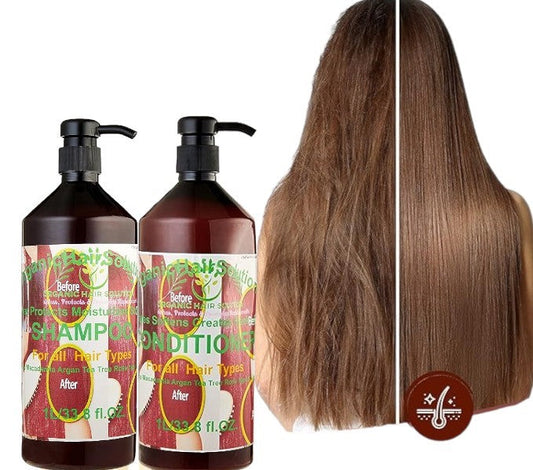 Shampoo & Conditioner -Tea Tree- Aloe Vera-Jojoba seed- Argan- Vitamin E Set - for Itchy and Dry Scalp, Sulfate Free, Paraben Free