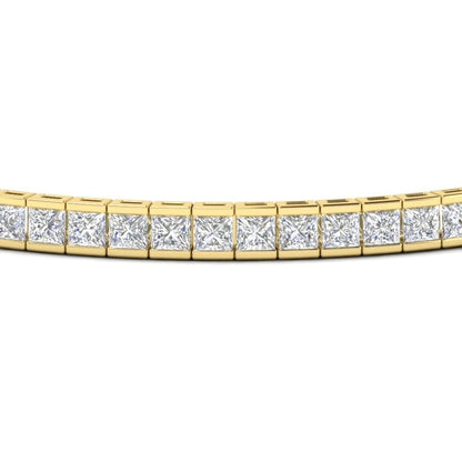 6.00 CTW Created Moissanite Princess Cut Half Bezel Tennis Bracelet in 14K Gold Over Sterling