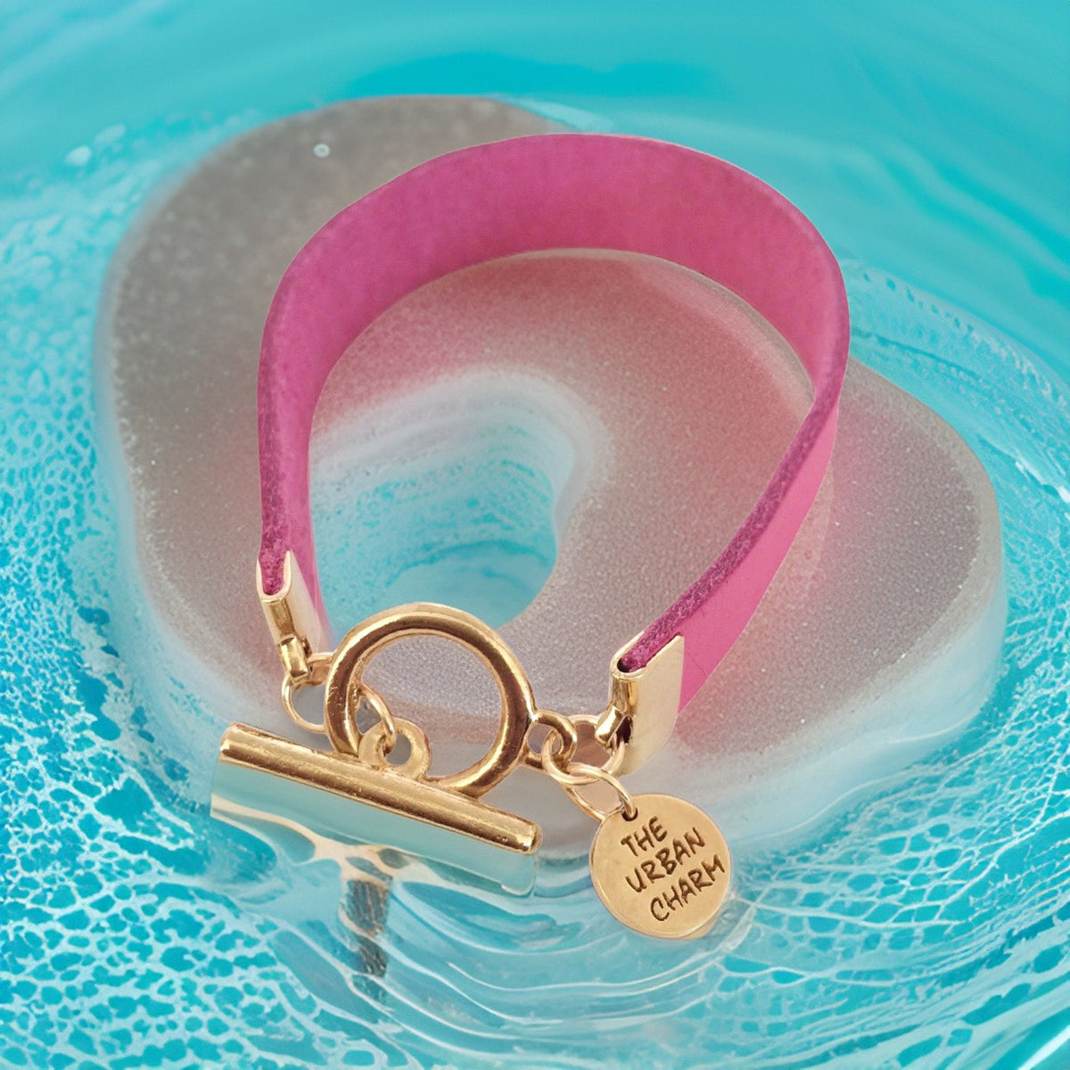The Urban Charm Pink Leather Color Band Bracelet
