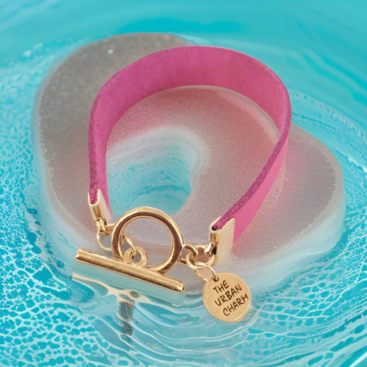 The Urban Charm Pink Leather Color Band Bracelet
