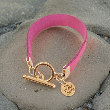 The Urban Charm Pink Leather Color Band Bracelet