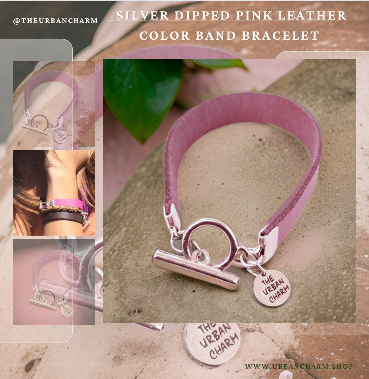 The Urban Charm Pink Leather Color Band Bracelet
