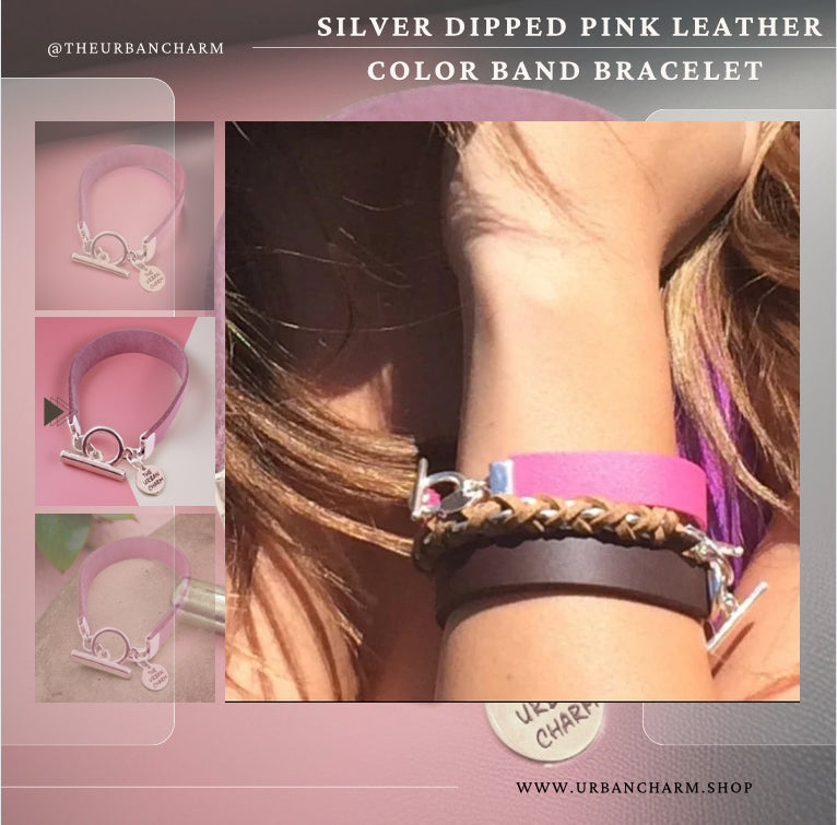 The Urban Charm Pink Leather Color Band Bracelet